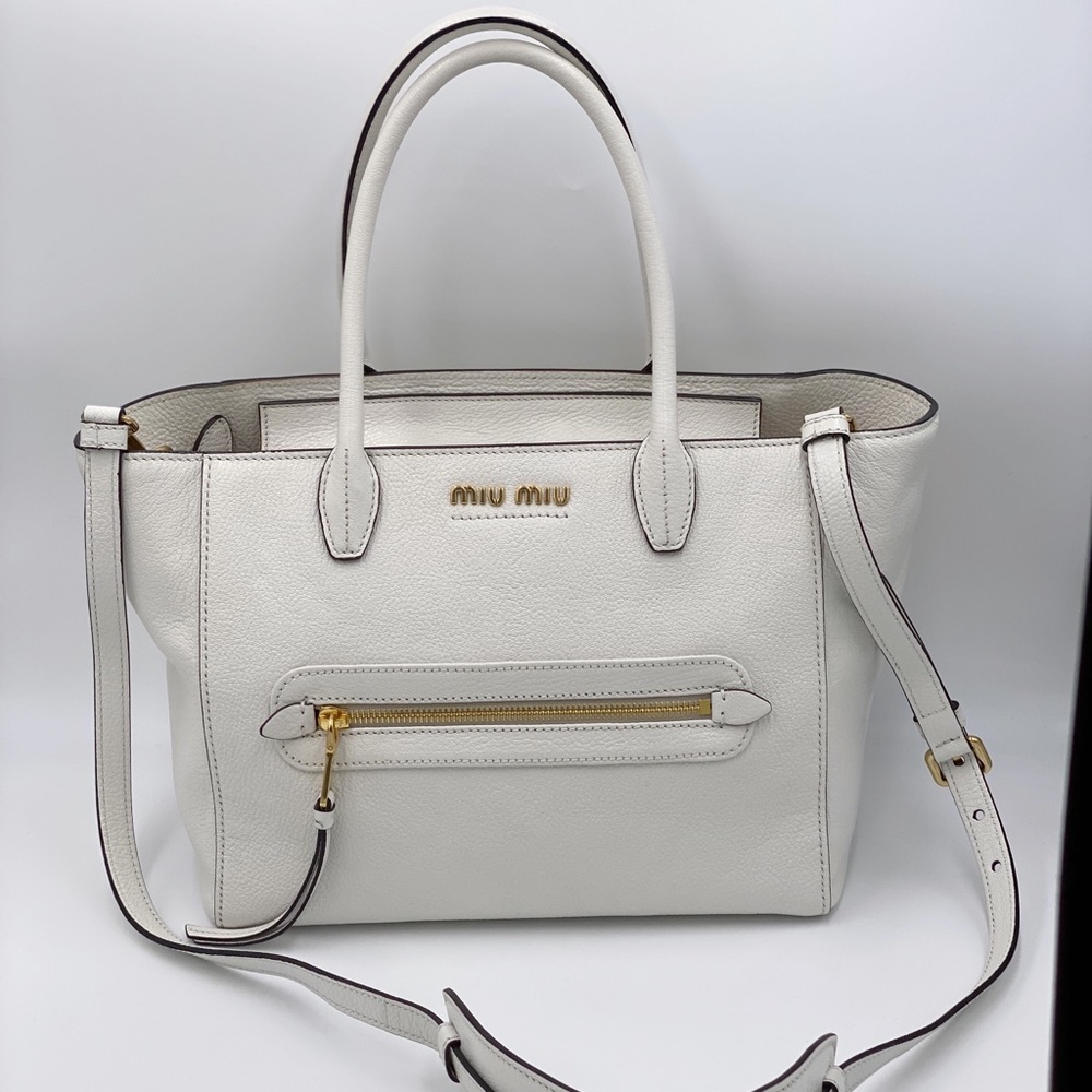 Miu Miu White Leather Shoulder Bag